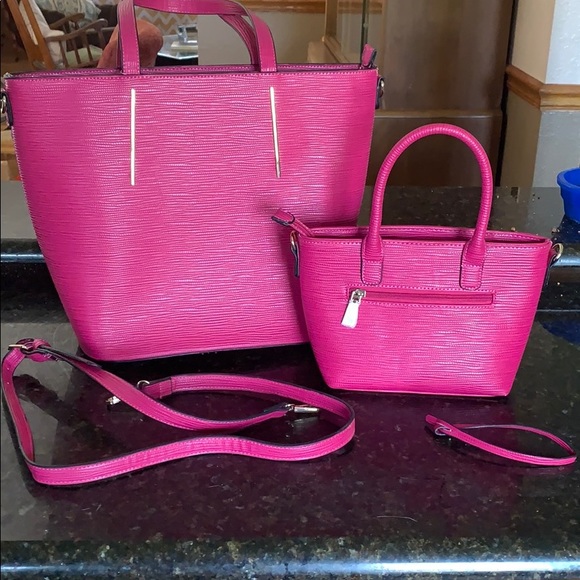 Handbags - NEW Tote and satchel 100% PU hot pink textured